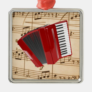 Red Accordion music Metal Tree Decoration