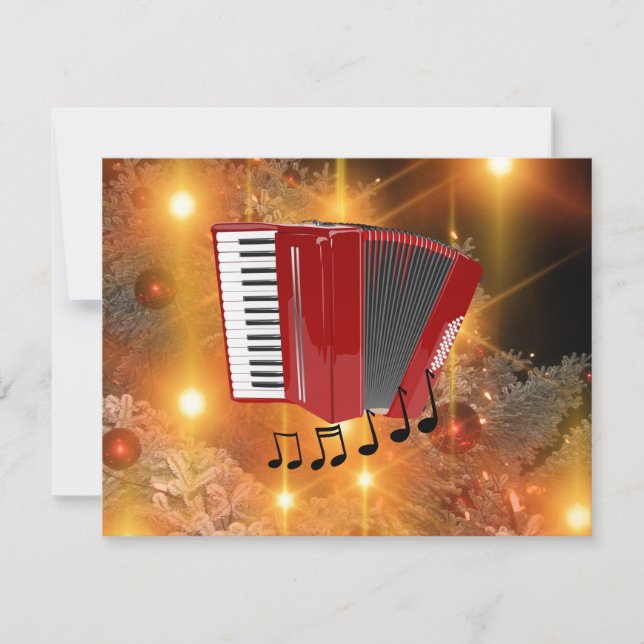 Red accordion on holiday gold background (Front)