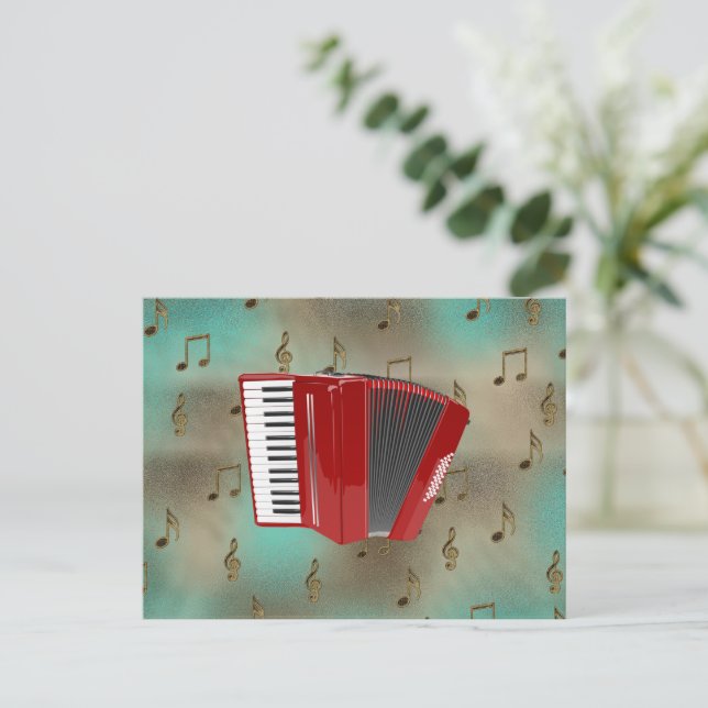 Red Accordion on Musical Notes (Standing Front)