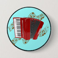 Red Accordion (turquoise background)