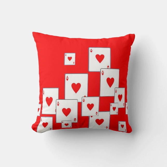 RED ACES OF HEARTS PLAYING CARDS IN RED CUSHION (Front)