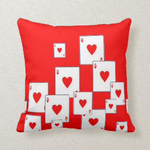 RED ACES OF HEARTS PLAYING CARDS IN RED CUSHION