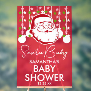 Red Acrylic Christmas Baby Shower Welcome Sign