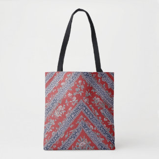 Red ad Blue Floral Bandanna Print Tote Bag