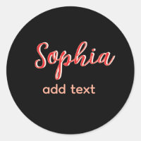 Red add name girl boss text black elegant
