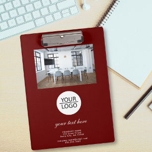 Red Add your Logo Custom Text Promotion Photo  Clipboard