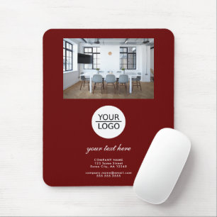 Red Add your Logo Custom Text Promotion Photo  Mouse Pad