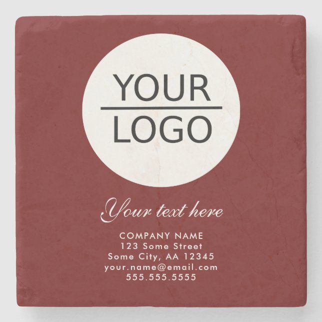 Red Add your Logo Custom Text Promotion Stone Coaster (Front)