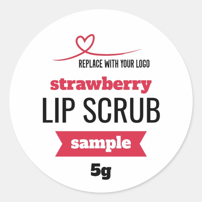 Red Add Your Logo Lip Scrub Sample Product  Classic Round Sticker (Front)