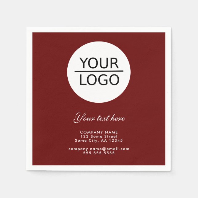 Red Add your Logo with Custom Text Promotional  Napkin (Front)
