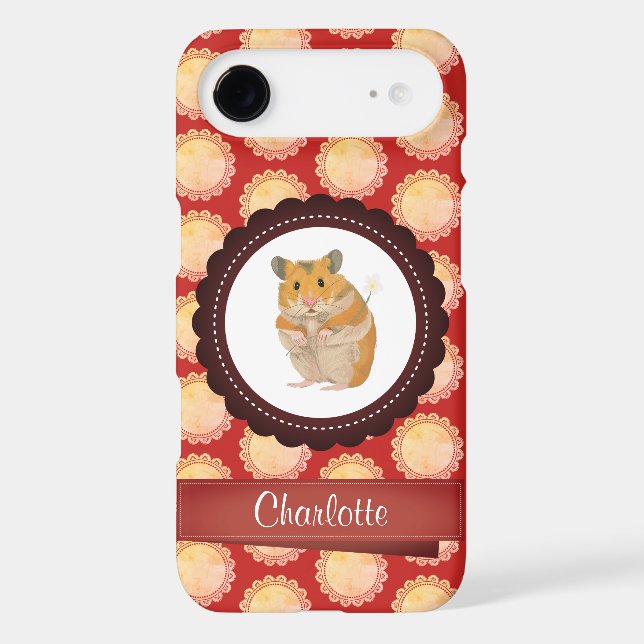 Red Add Your Name Hamster Case-Mate iPhone Case (Back)
