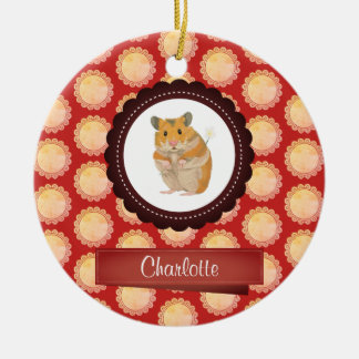 Red Add Your Name Hamster Ceramic Tree Decoration
