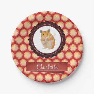 Red Add Your Name Hamster Paper Plate