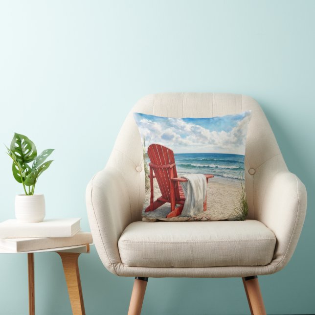 Red Adirondack Beach Chair with Flip-flops Cushion (Chair)