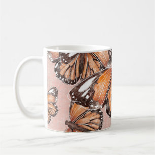 Red Admiral Butterflies Pink Background Coffee Mug