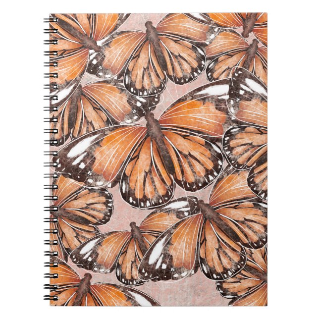 Red Admiral Butterflies Pink Background Notebook (Front)