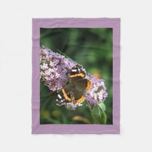 Red Admiral Butterfly and Buddleia Fleece Blanket