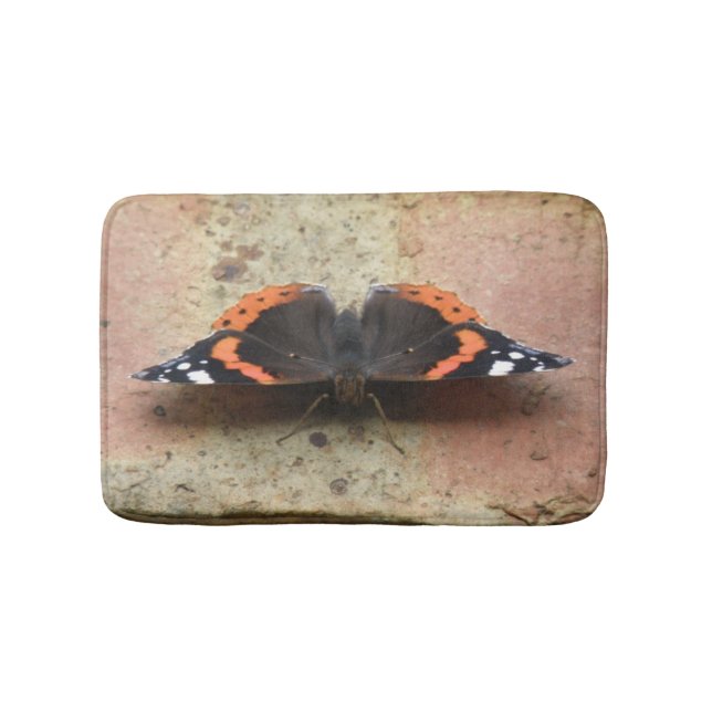 Red Admiral Butterfly Bath Mat (Front)