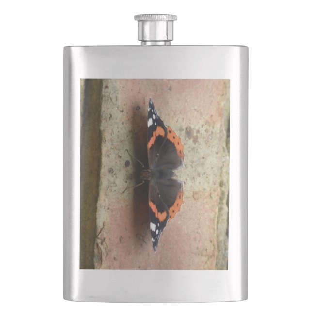 Red Admiral Butterfly Flask (Front)