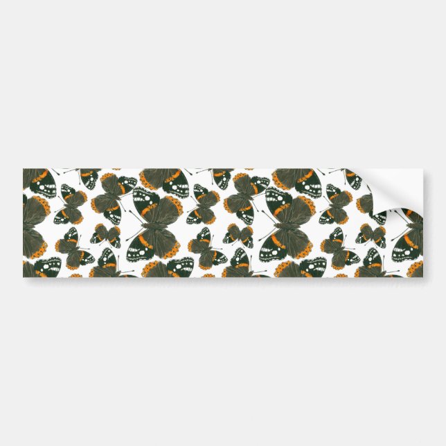 Red admiral butterfly  pattern bumper sticker (Front)