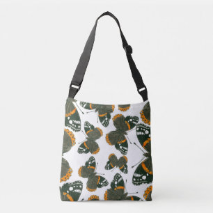 Red admiral butterfly pattern crossbody bag