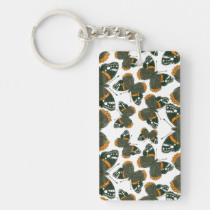 Red admiral butterfly  pattern key ring