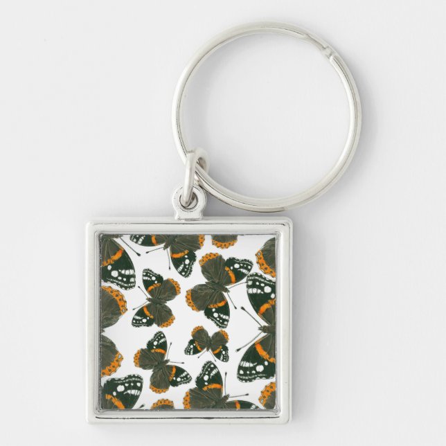 Red admiral butterfly  pattern key ring (Front)