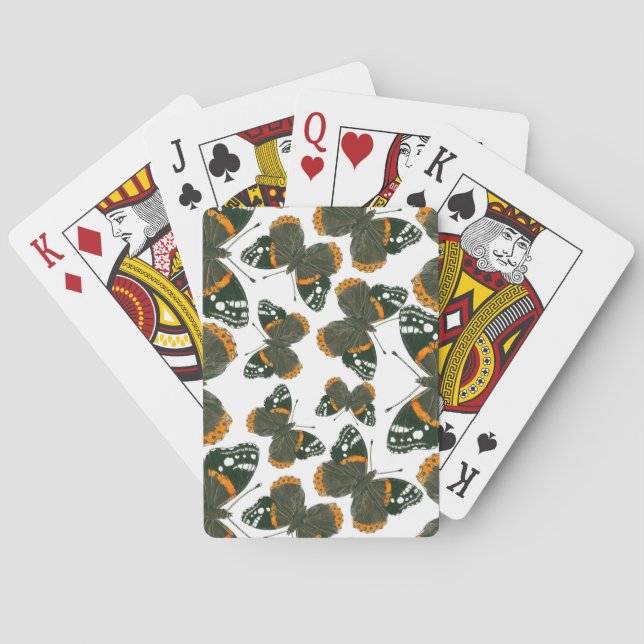 Red admiral butterfly  pattern playing cards (Back)