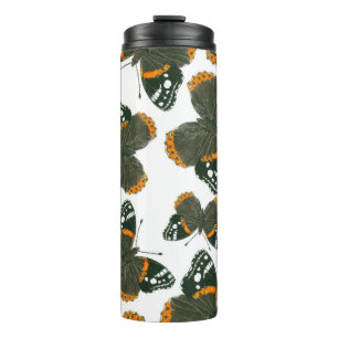 Red admiral butterfly  pattern thermal tumbler