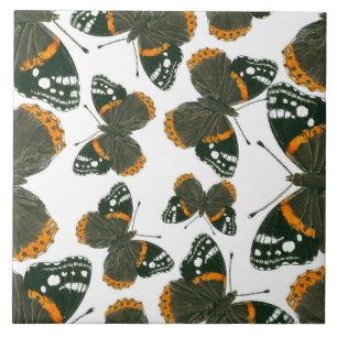 Red admiral butterfly pattern tile