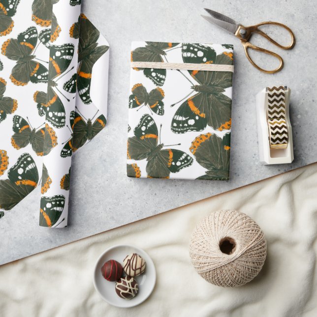 Red admiral butterfly  pattern wrapping paper (Crafts)