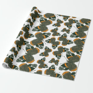 Red admiral butterfly pattern wrapping paper