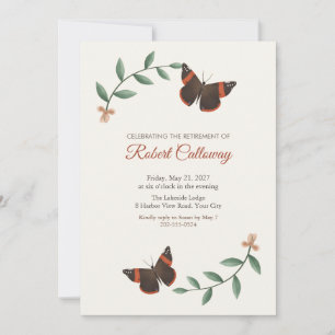 Red Admiral Butterfly Retirement Party Invitation