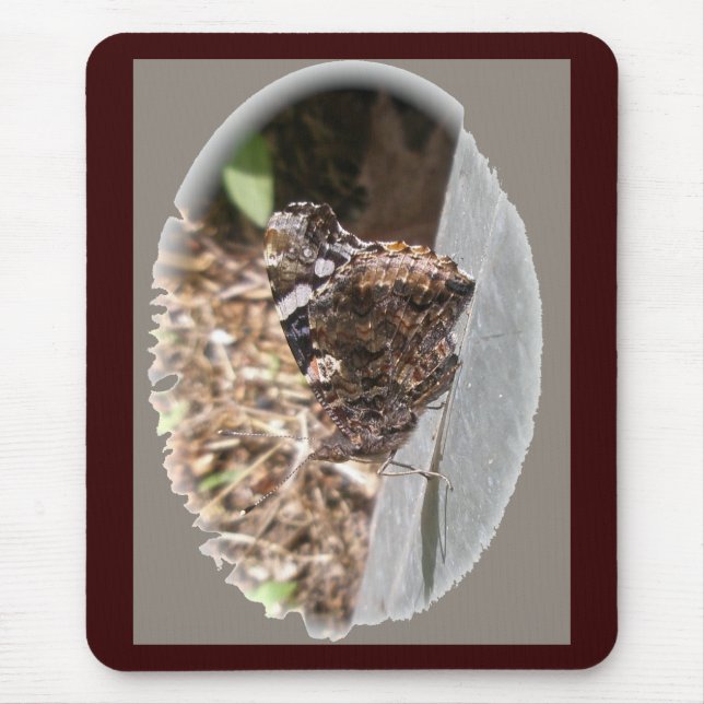 Red Admiral Butterfly Underwings Mousepad (Front)