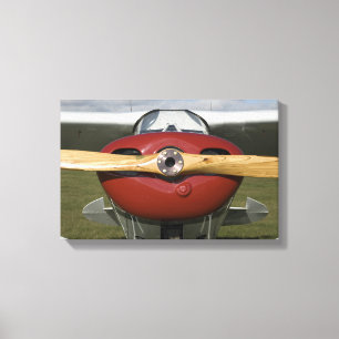 Red Aeroplane and Wooden Propeller Canvas Print