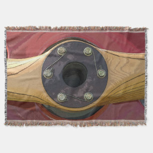 Red Aeroplane and Wooden Propeller Throw Blanket