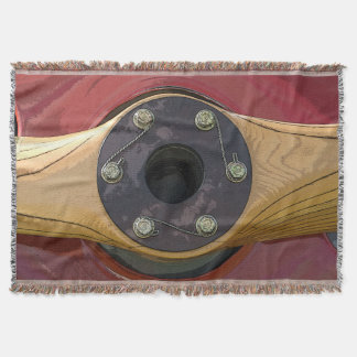 Red Aeroplane and Wooden Propeller Throw Blanket
