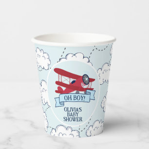Red Aeroplane Baby Shower Paper Cups