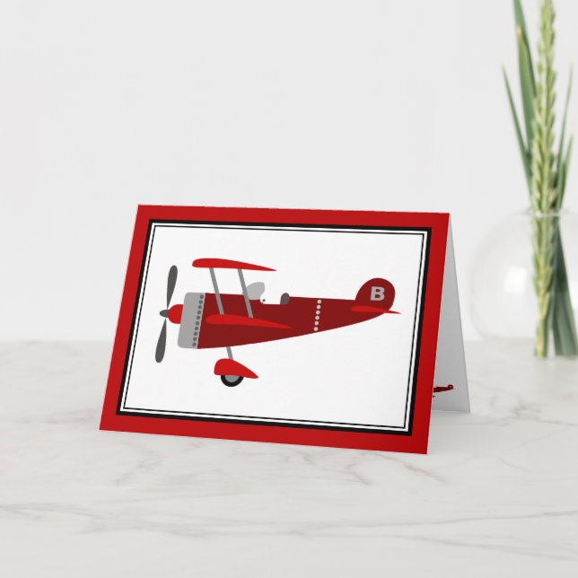 Red Aeroplane Birthday Card (Front)