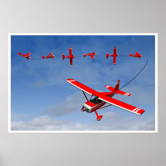 Red Aeroplane performing an aerobatic Snap Roll. Poster