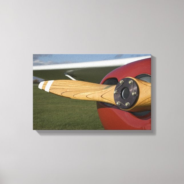 Red Aeroplane Wooden Propeller Canvas Print (Front)