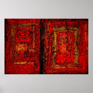 Red African Abstract Painting Art Print Poster