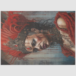 Red African American Warrior Queen Decoupage Paper