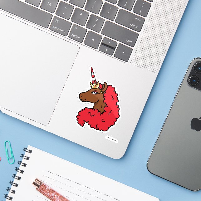 Red Afro Unicorn (Laptop w/ iPhone)