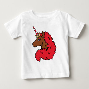 Red Afro Unicorn Baby T-Shirt