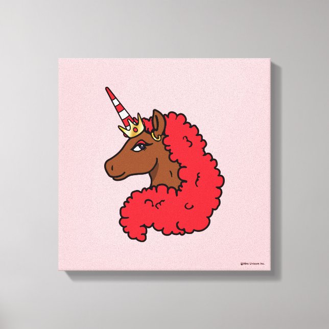 Red Afro Unicorn Canvas Print (Front)