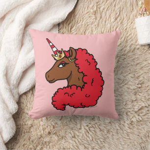 Red Afro Unicorn Cushion