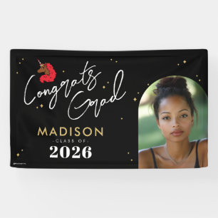 Red Afro Unicorn Graduation Banner