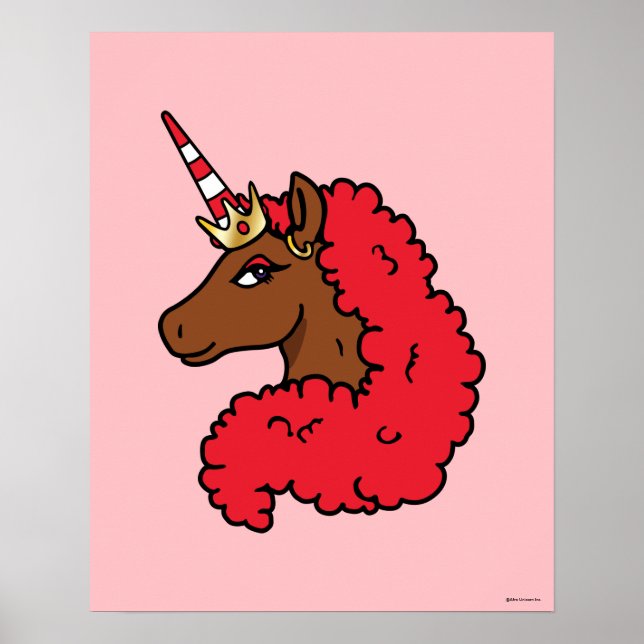 Red Afro Unicorn Poster (Front)