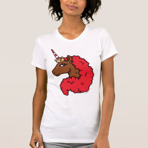 Red Afro Unicorn T-Shirt